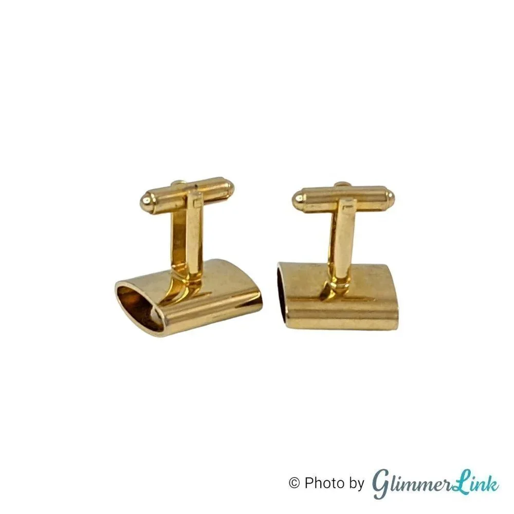 Vintage 5th Avenue Shields Gold Tone Rectangular Rhinestone Cufflinks